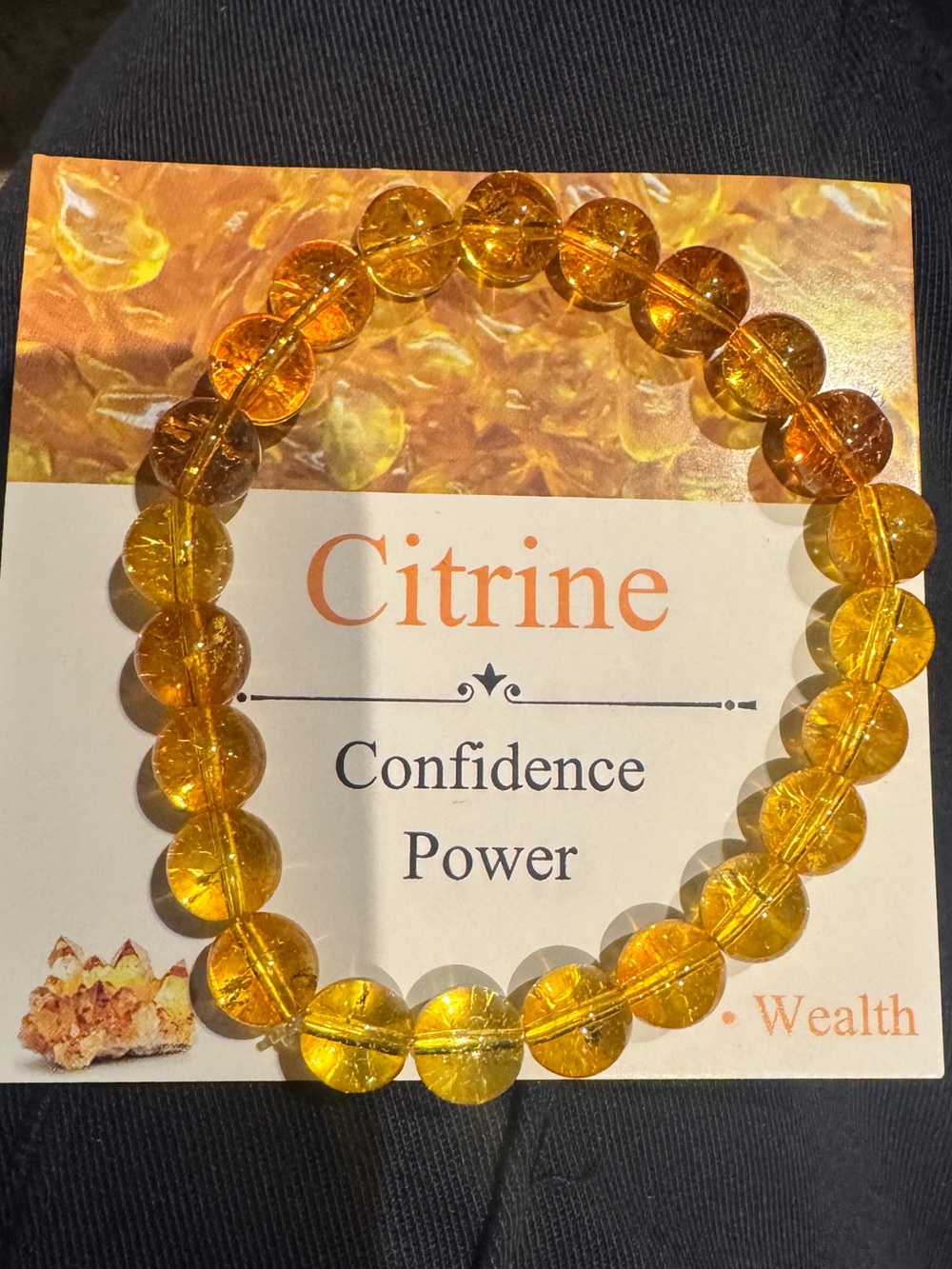 Citrine Beaded Stretch Bracelet - Yellow Gemstone